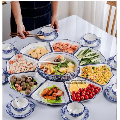 Bộ Đồ Ăn Hoa Dây Men Chàm Cao Cấp - Hàng gốm sứ Trung Quốc